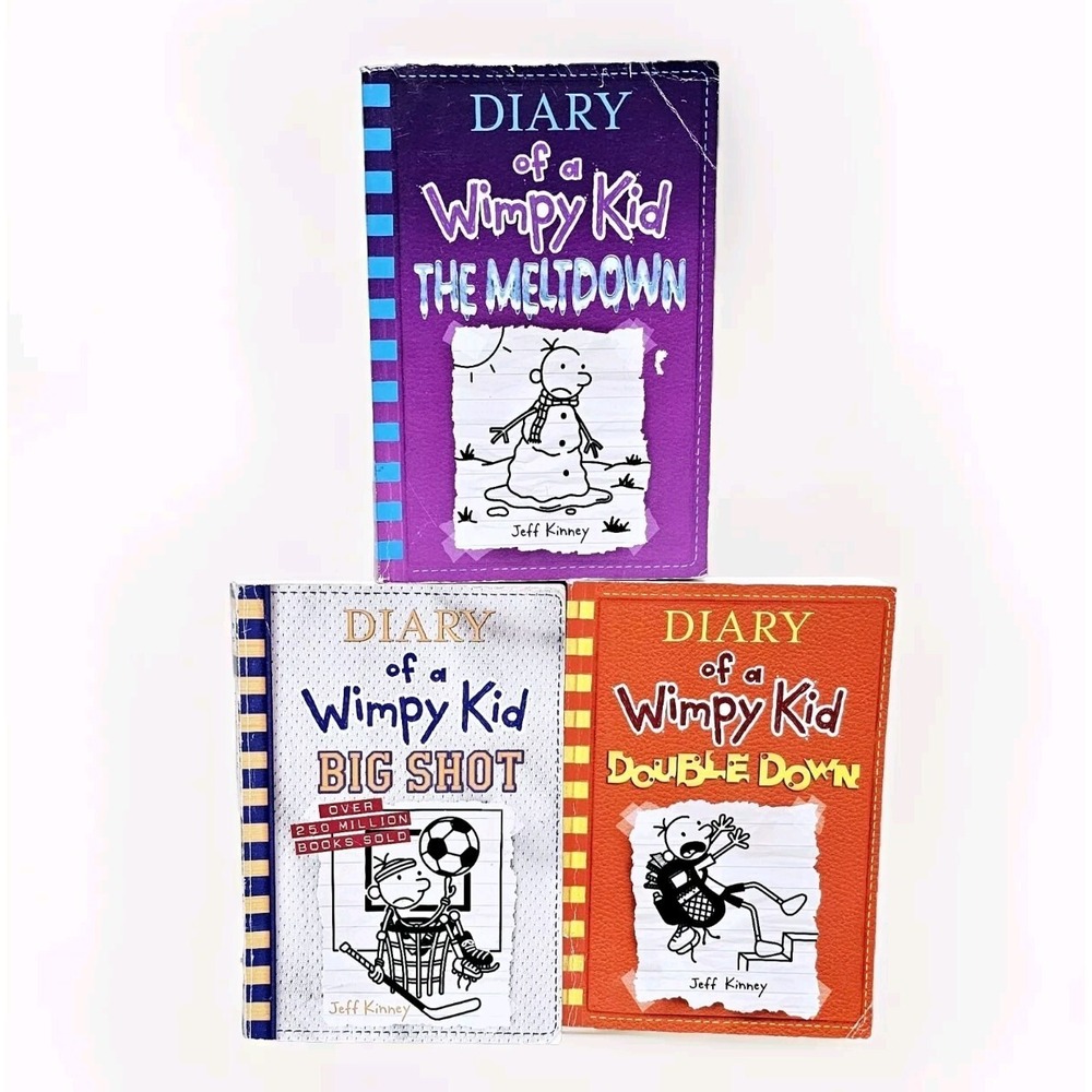 " Diary of a Wimpy Kid " 3 Book Lot - Meltdown, Big Shot, and Double Down